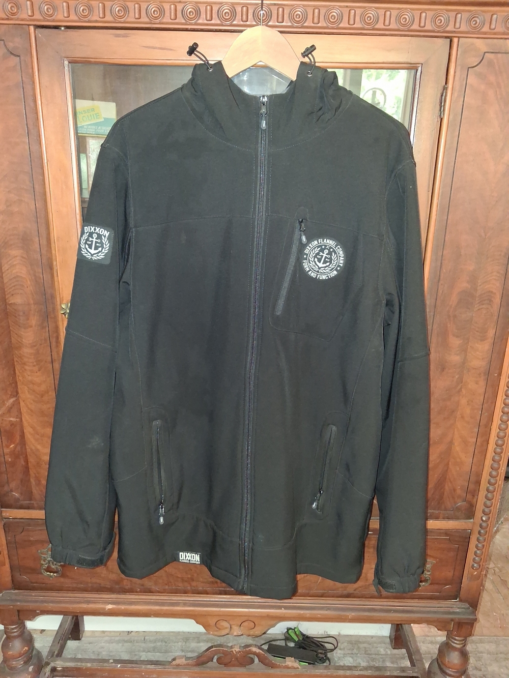 DIXXON ANCHOR Black Hooded Lightweight Jacket with Logo Patches